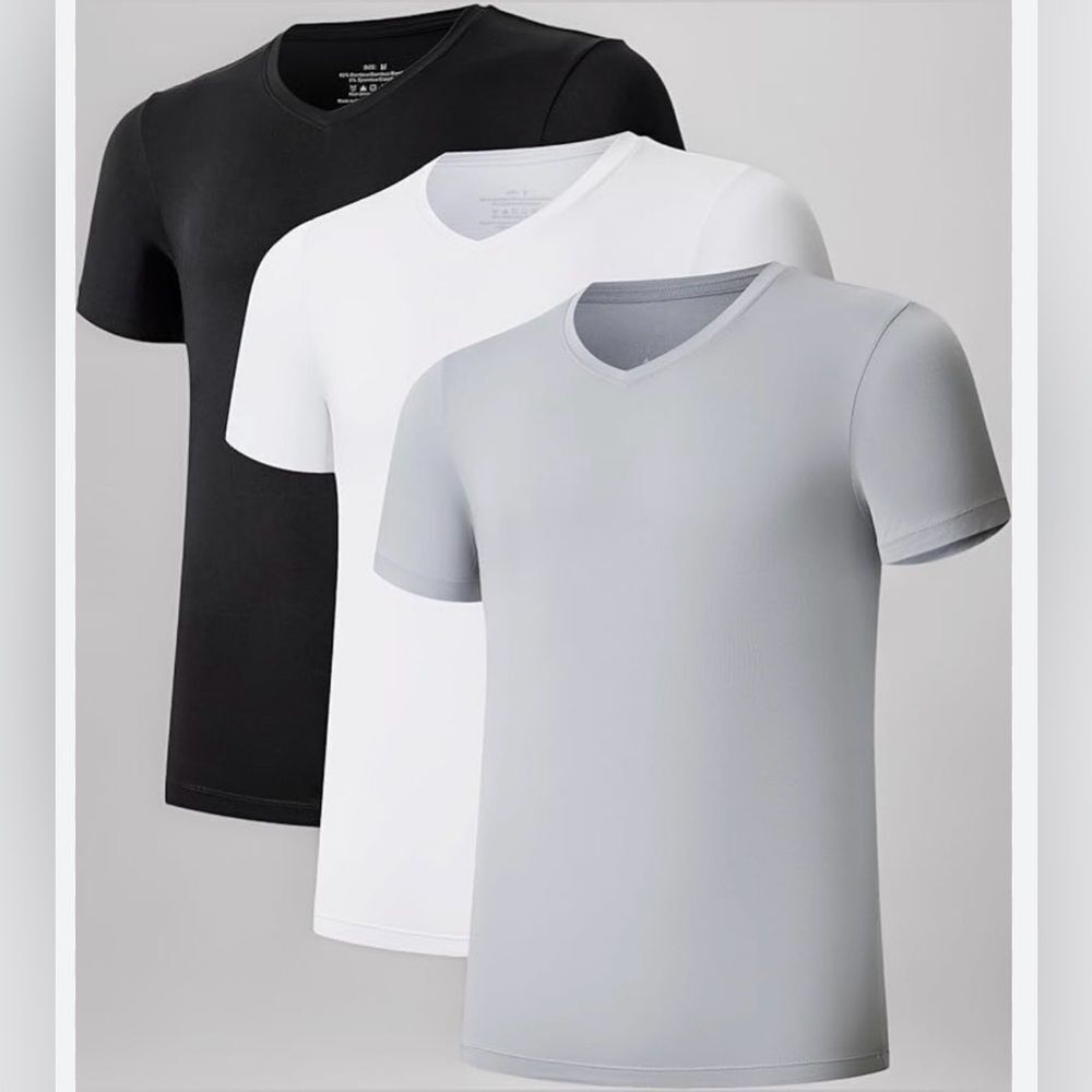 Colorfulleaf V-Neck Undershirts 3 Pack Grey/Black/White Small NWT IN PACKAGE